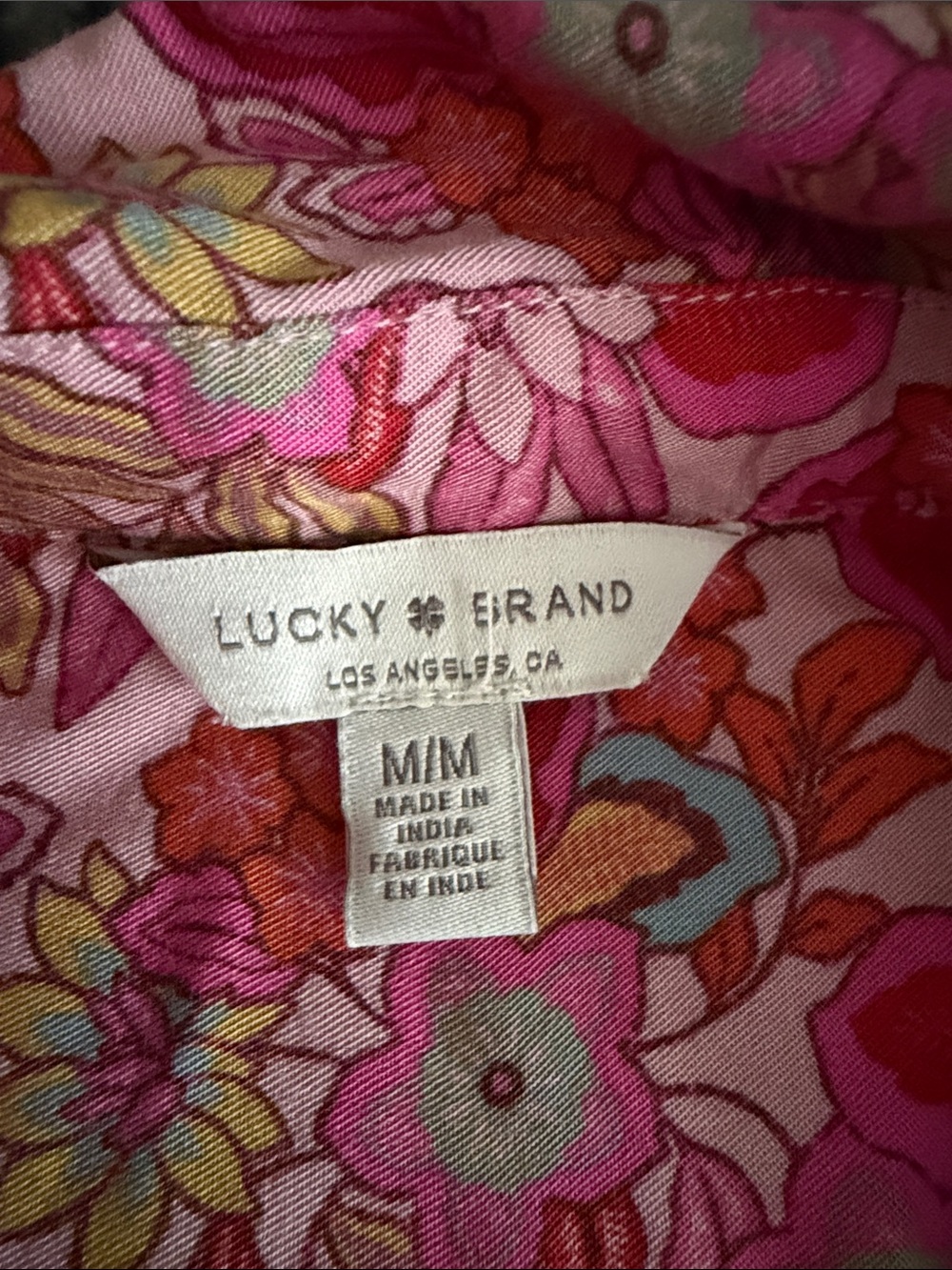 Lucky Brand Pink Floral Button-Front Top - Picture 2 of 2